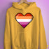 Lesbian Pride 8-Bit Pixel Heart Hoodie - Mustard